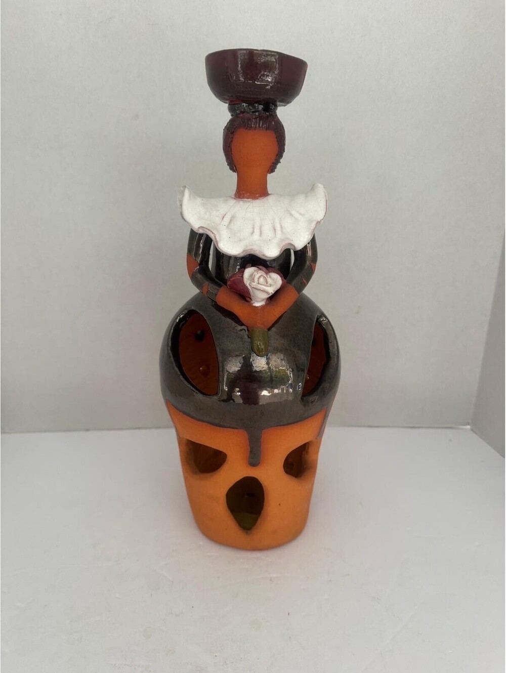 Dominican Faceless Doll (Muñeca Limé) — Terracotta Ceramic Candle Holder
